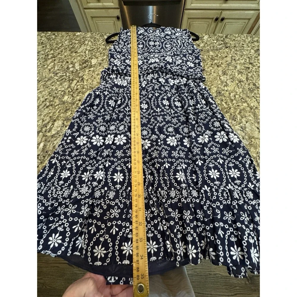 Kate Spade Shore Thing Eyelet Wrap Dress Rich Navy Blue Fresh White Size 2